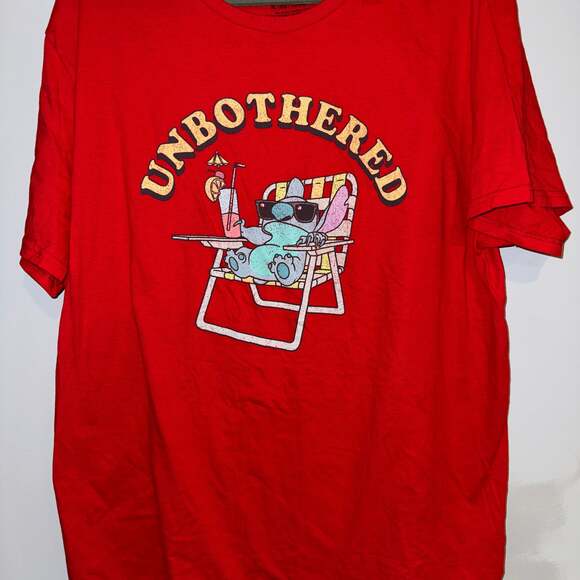 Disney Other - Disney Lilo & Stitch Unbothered Red Graphic T-Shirt